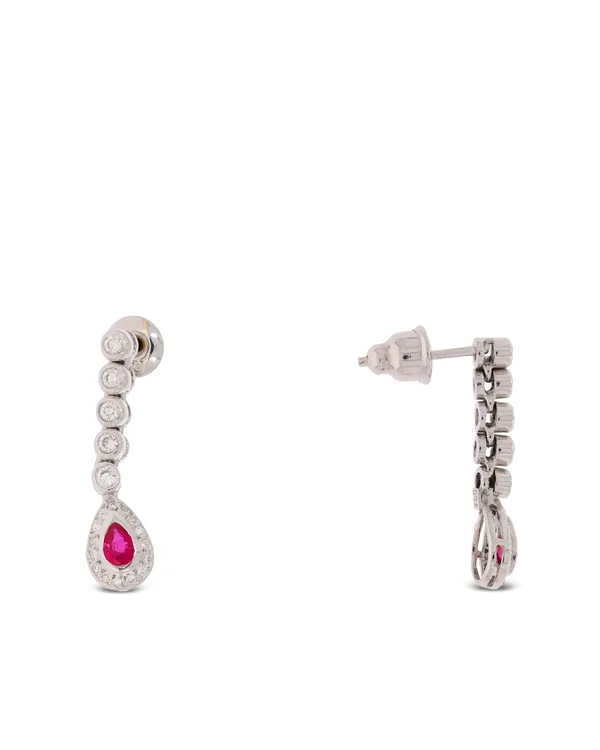 Ohrhänger – Weissgold mit Rubin und Diamanten 0.40ct