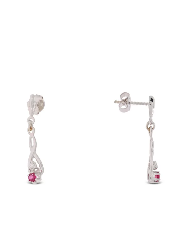 Ohrhänger – Weissgold mit Rubin und Diamanten 0.04ct