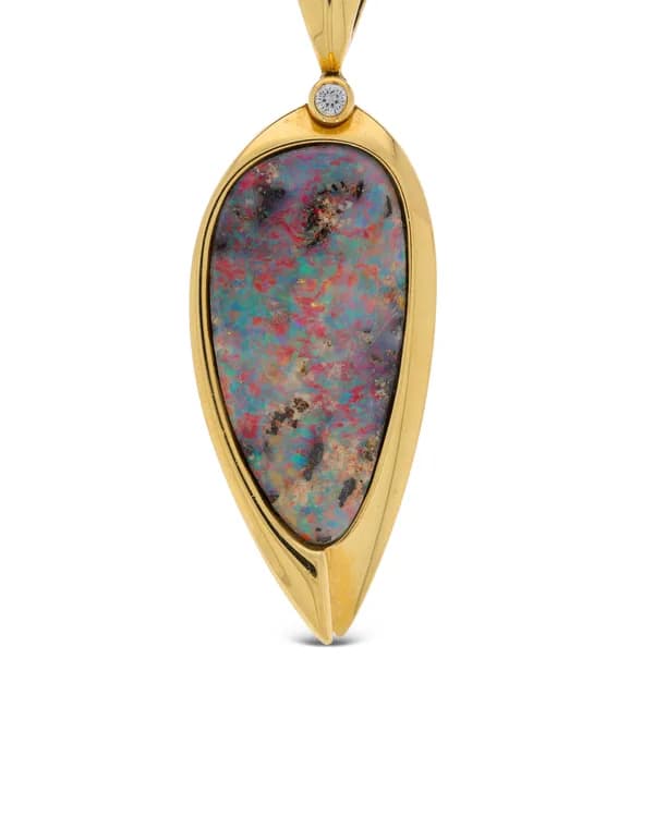 Anhänger - Gelbgold mit Boulderopal und Diamant