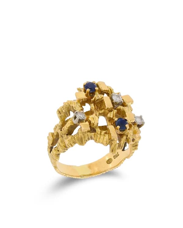 Designerring - GÜBELIN Gelbgold mit Saphir und Diamanten