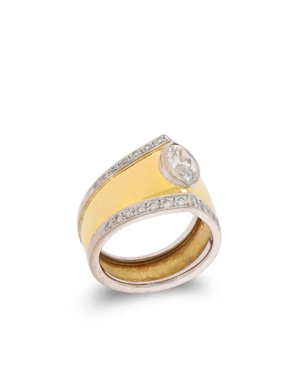 Damenring - bicolor mit Diamanten 0.75ct