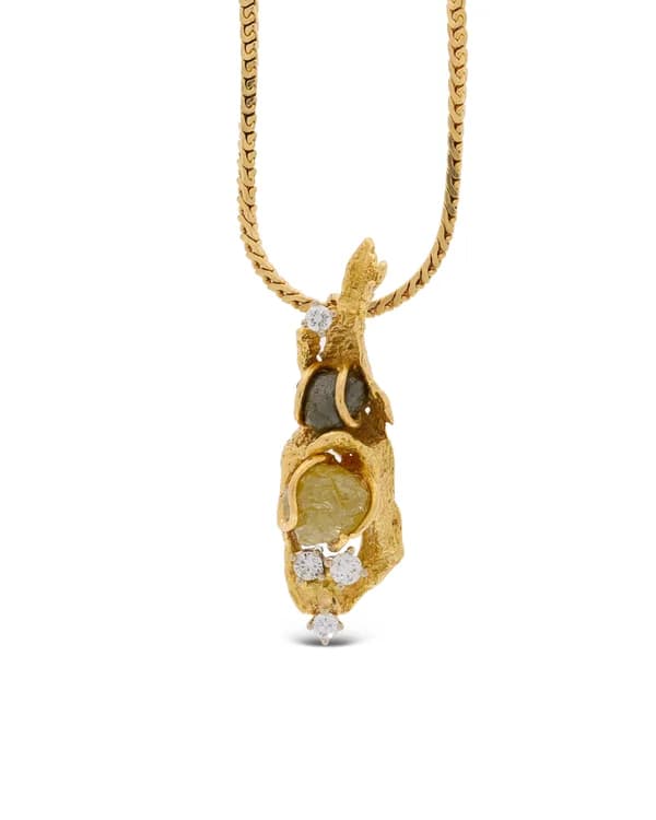 Halskette mit Anhänger - Gelbgold mit Diamanten