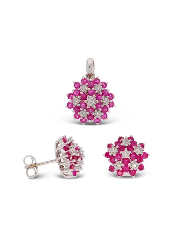 Set – Weissgold mit Rubinen und Diamanten
