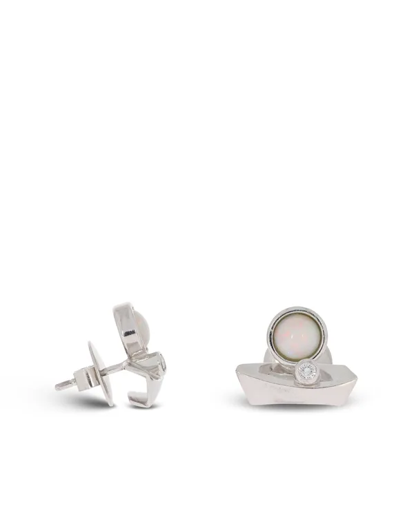 Ohrstecker – Weissgold mit Opal und Diamanten 0.10ct