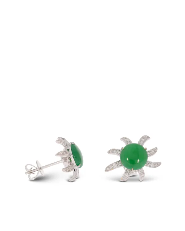 Ohrstecker - Weissgold mit Jade und Diamanten 0.44ct