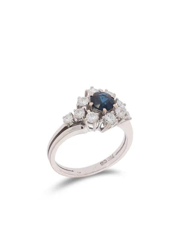 Damenring – BUCHERER Weissgold mit Saphir und Diamanten
