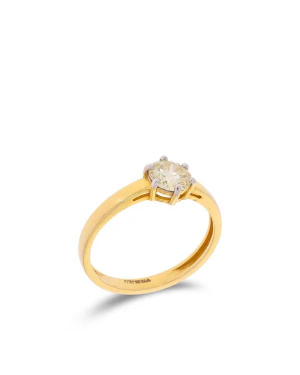 Damenring – Solitaire Gelbgold mit Diamant 0.90ct
