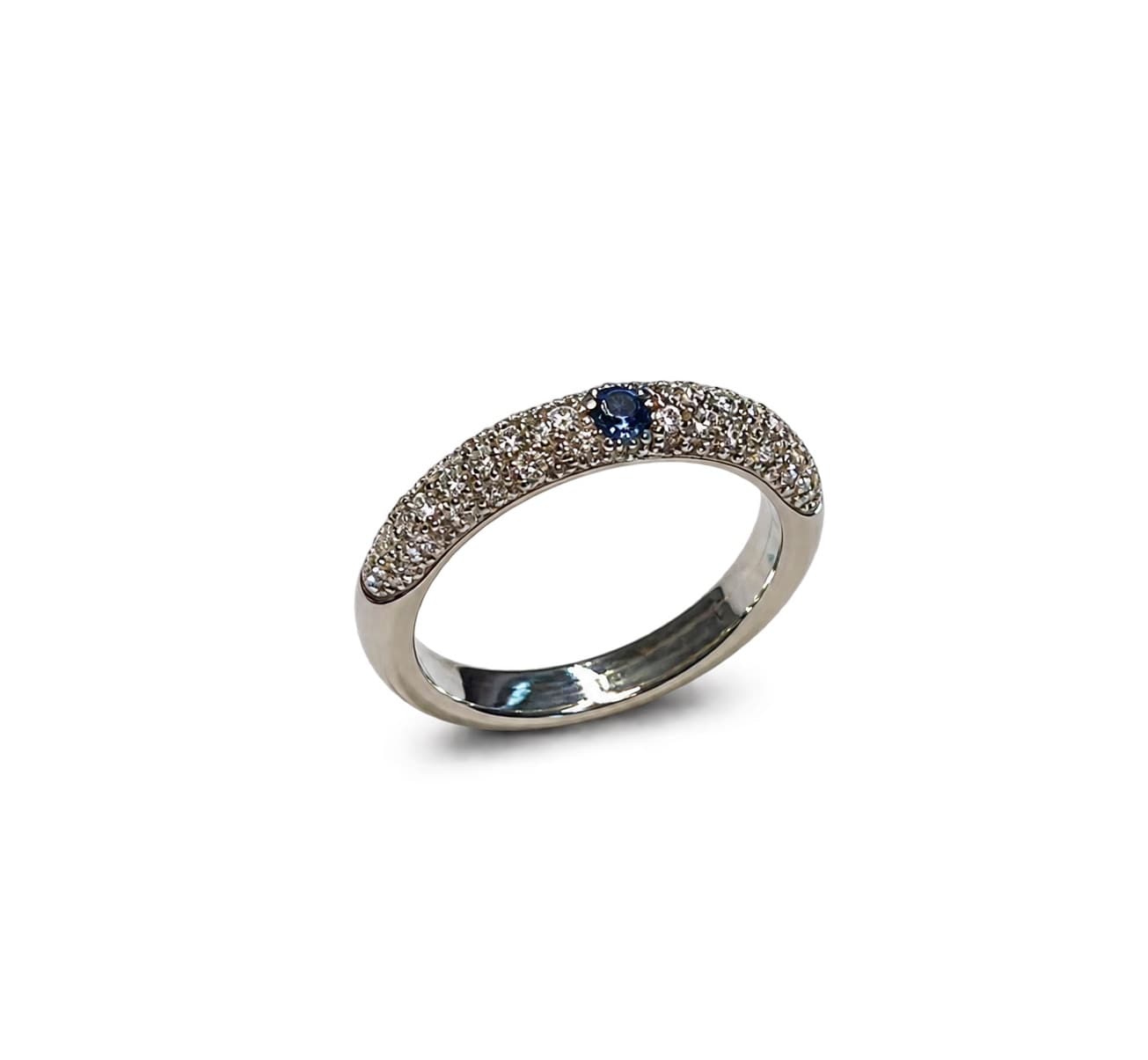 Damenring - ADOLFO COURRIER Weissgold mit Diamanten und Saphir