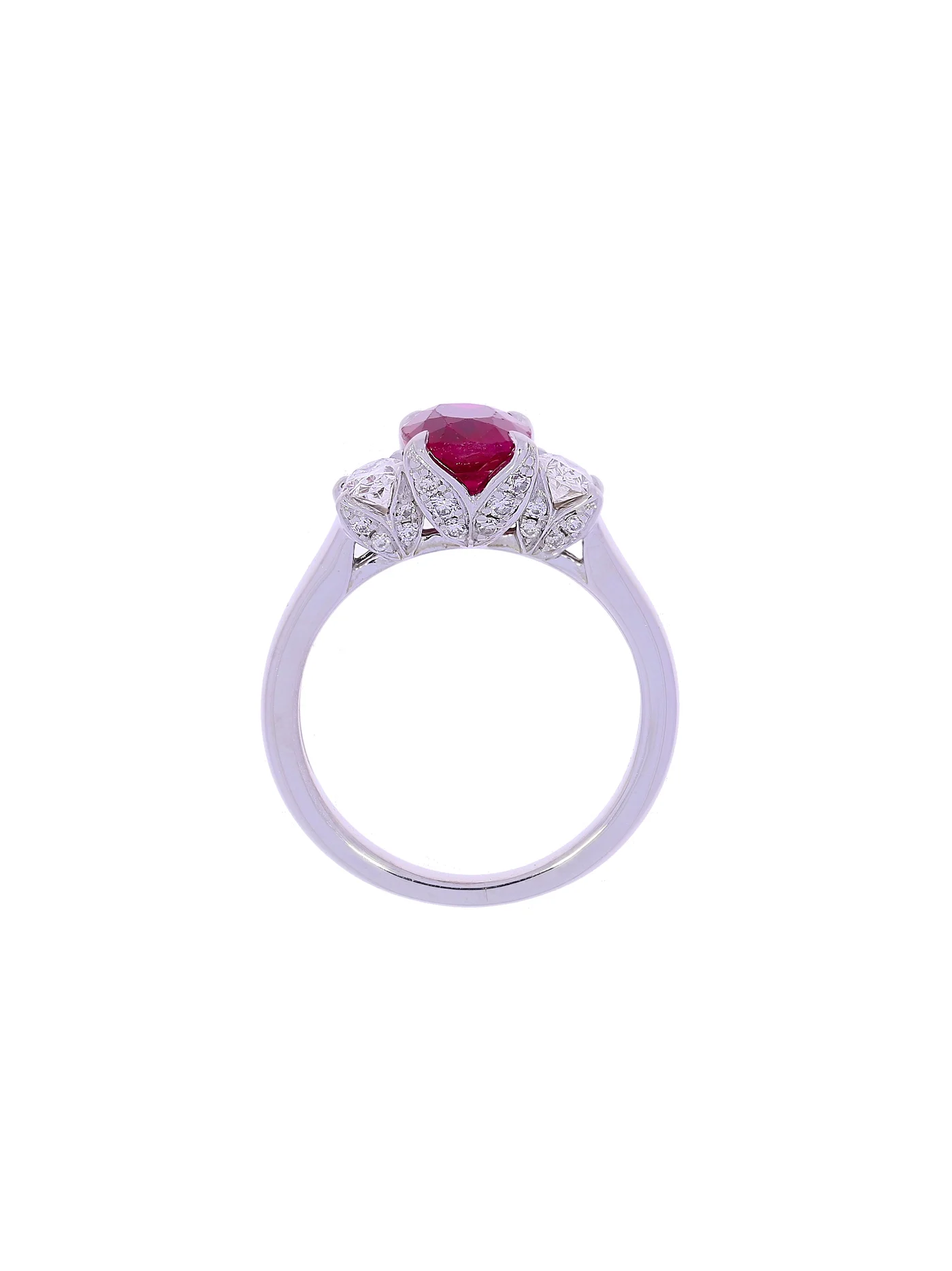 Damenring – BUCHERER Weissgold mit Rubin und Diamanten