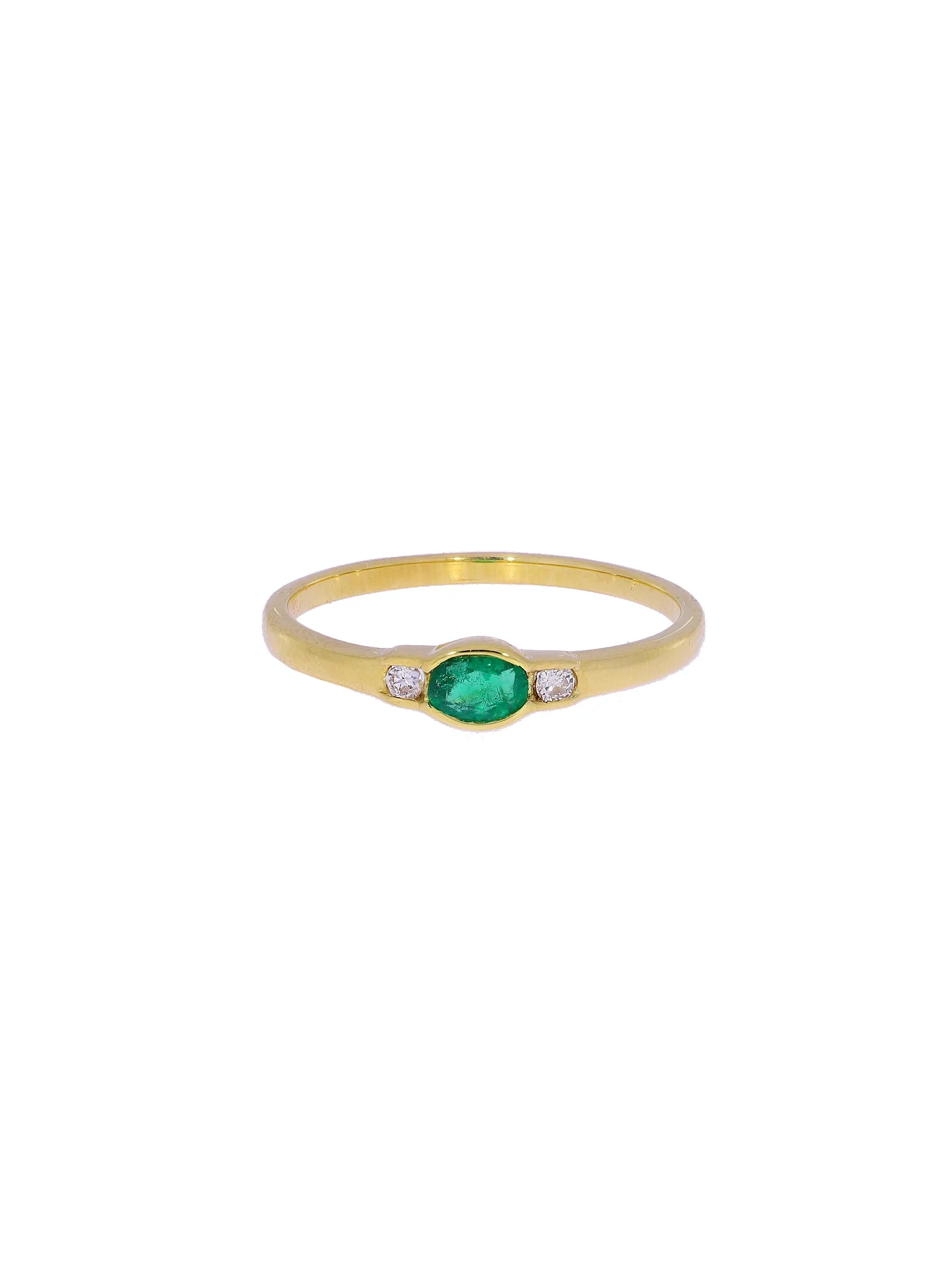 Damenring – KURZ Gelbgold mit Smaragd und Diamanten