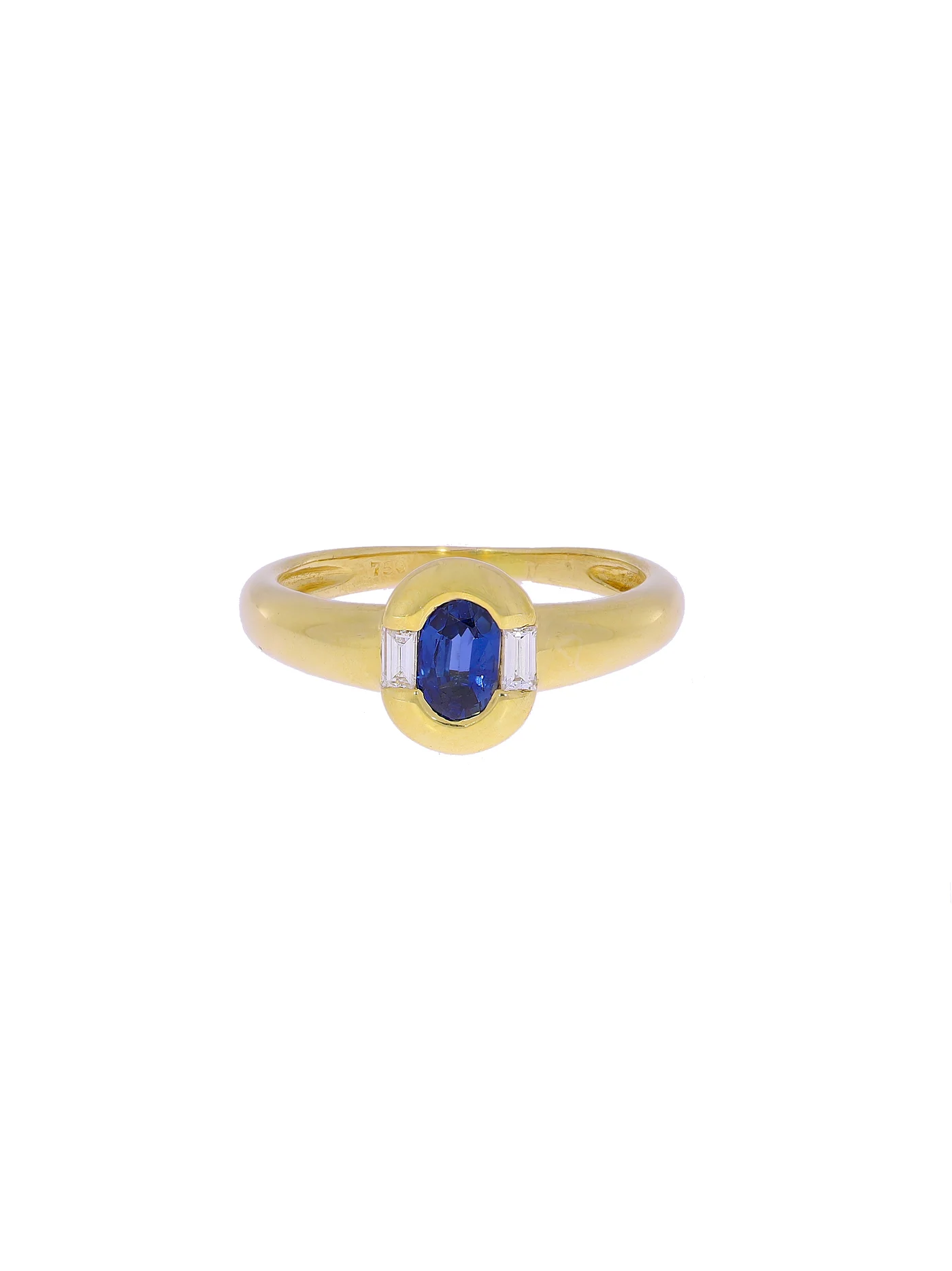 Damenring – Gelbgold mit Saphir und Diamanten