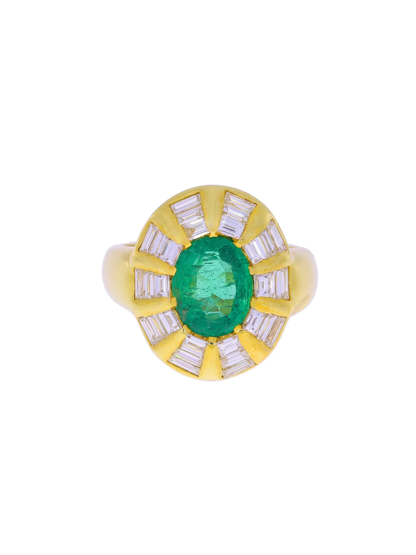 Damenring – Gelbgold mit Smaragd und Diamanten