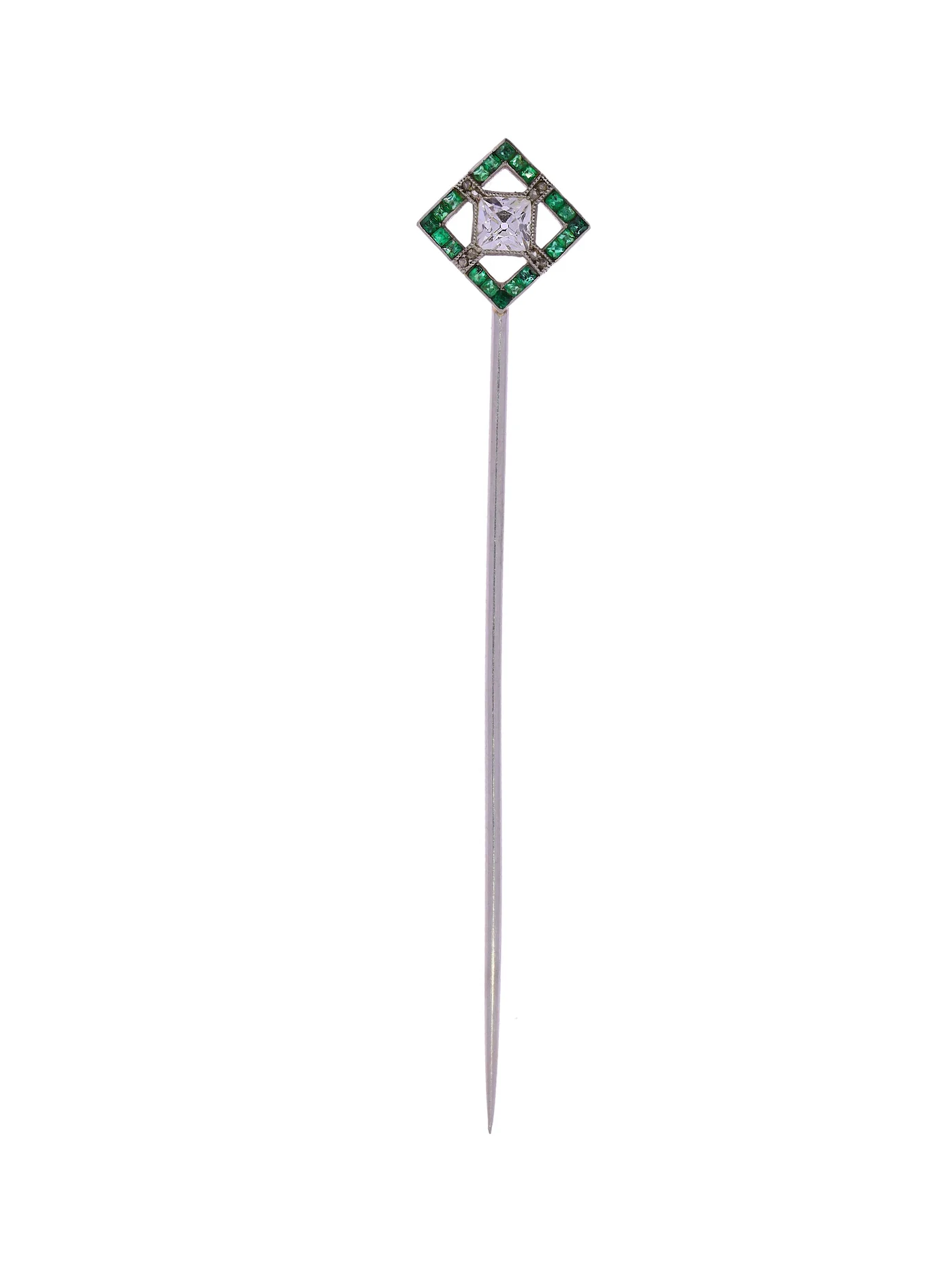 Anstecknadel – Weissgold mit Smaragden und Diamanten