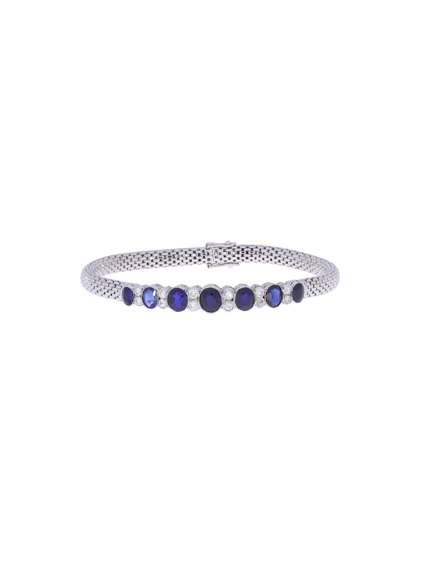 Bracelet – Weissgold mit Saphirsynthesen und Diamanten