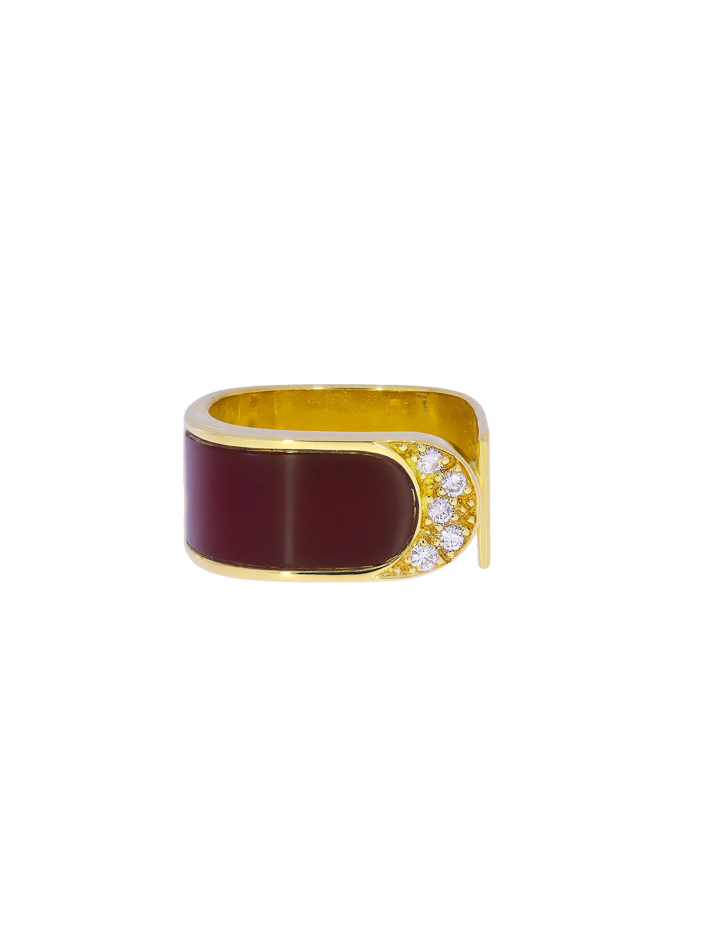 Unisex-Ring – Gelbgold mit Karneol und Diamanten