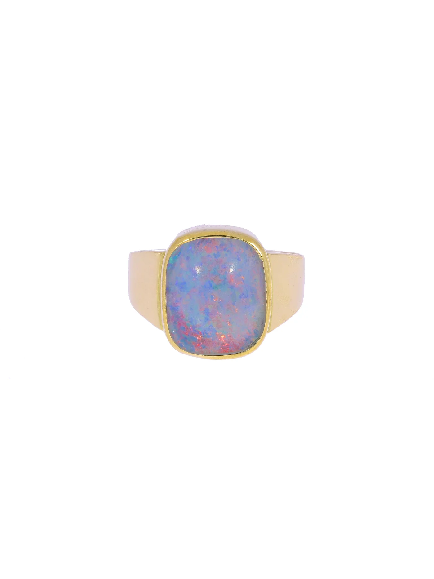 Unisex-Ring – Gelbgold mit Opal