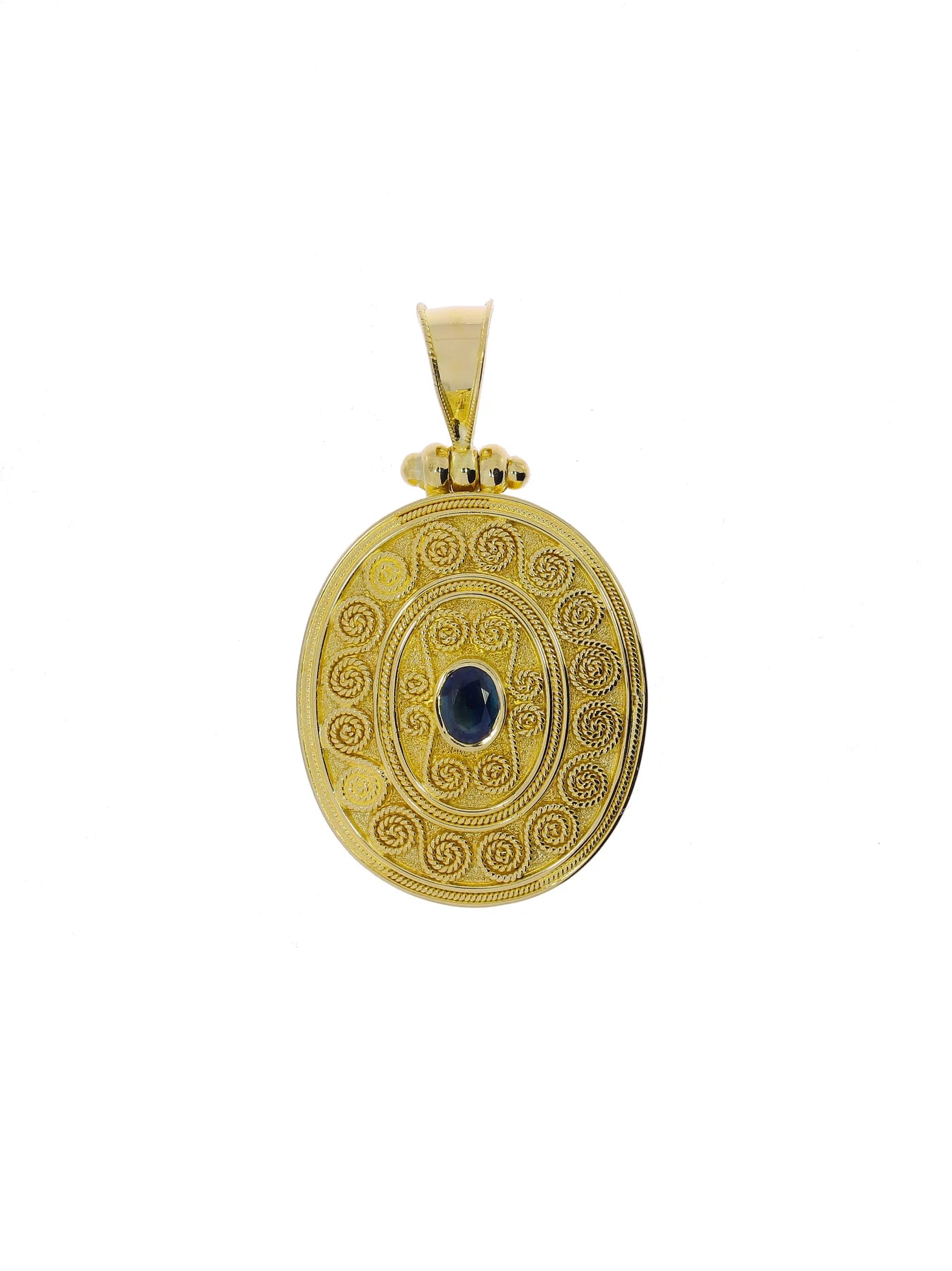 Anhänger – Gelbgold mit Saphir