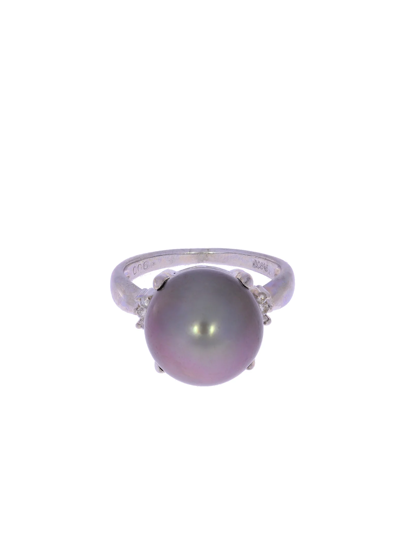 Damenring – Platin mit Perle und Diamanten