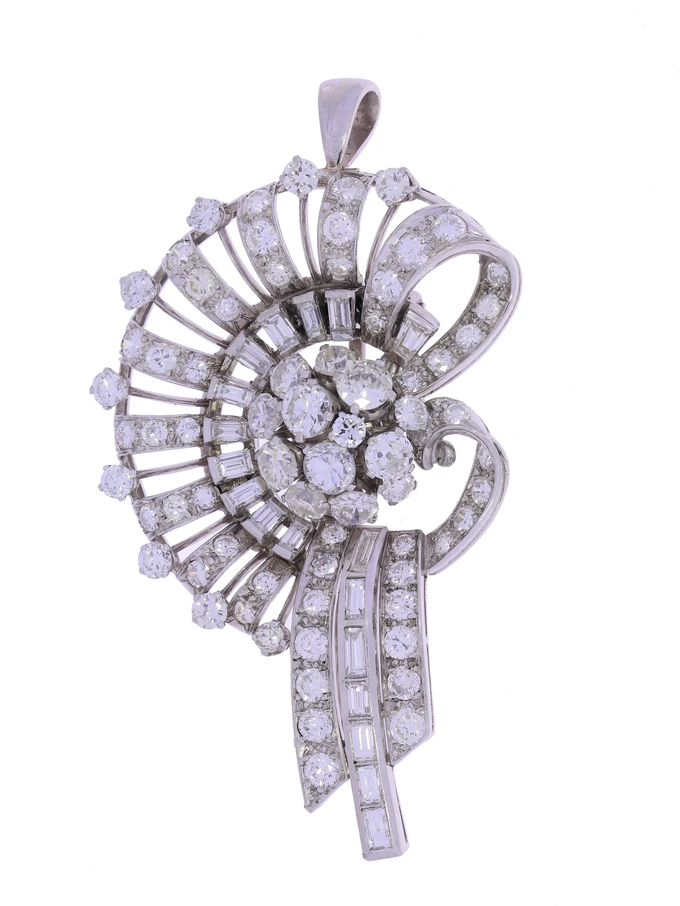 2 in 1 Brosche / Anhänger – Weissgold mit Diamanten