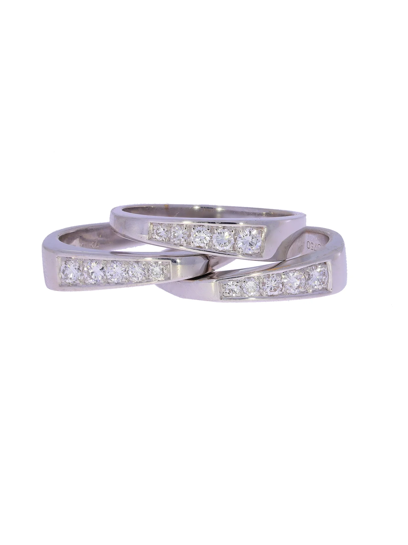 Set Damenringe – KURZ Weissgold mit Diamanten
