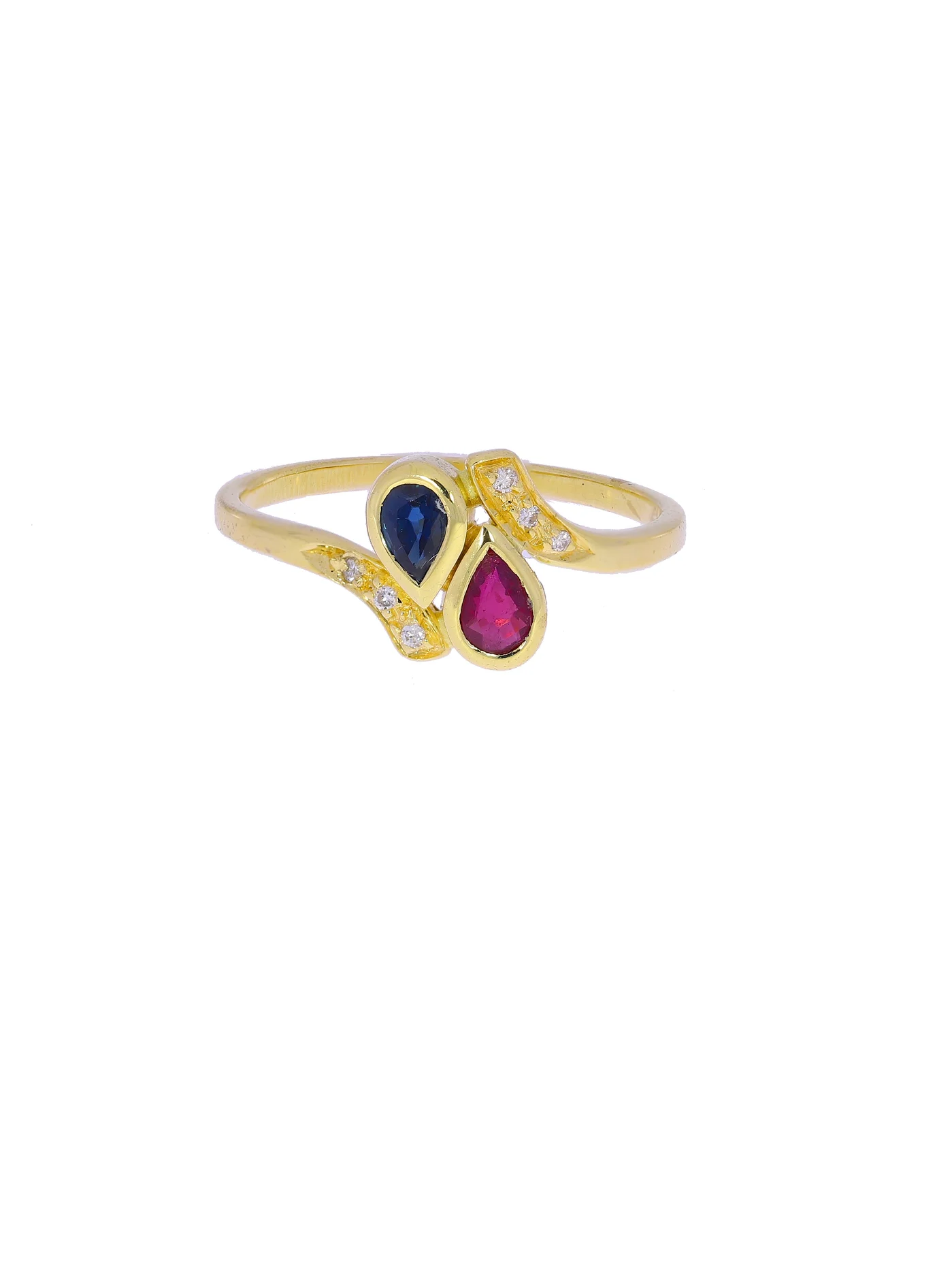 Damenring – Gelbgold mit Saphir, Rubin und Diamanten
