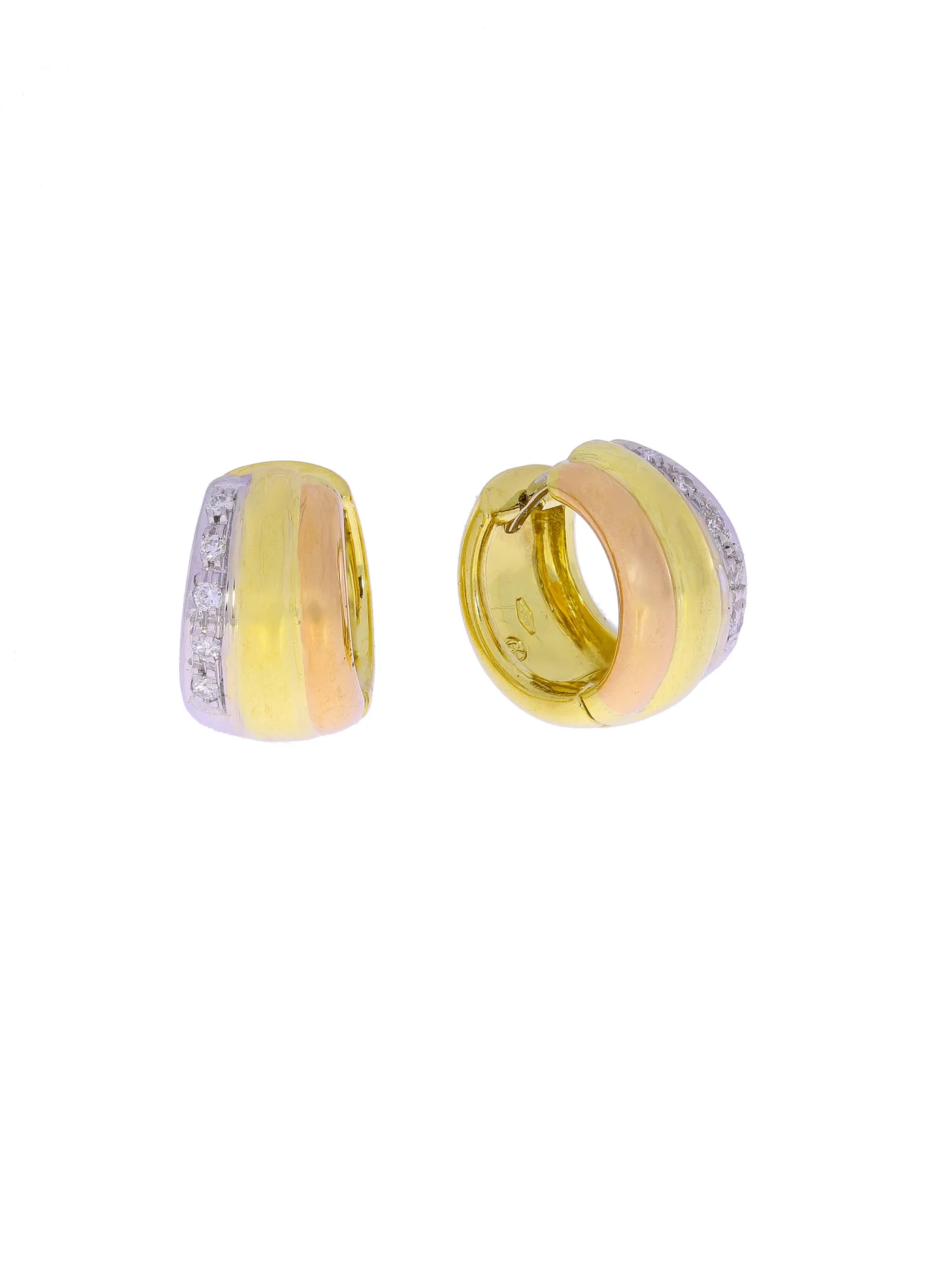 Creolen – KURZ Tricolor mit Diamanten