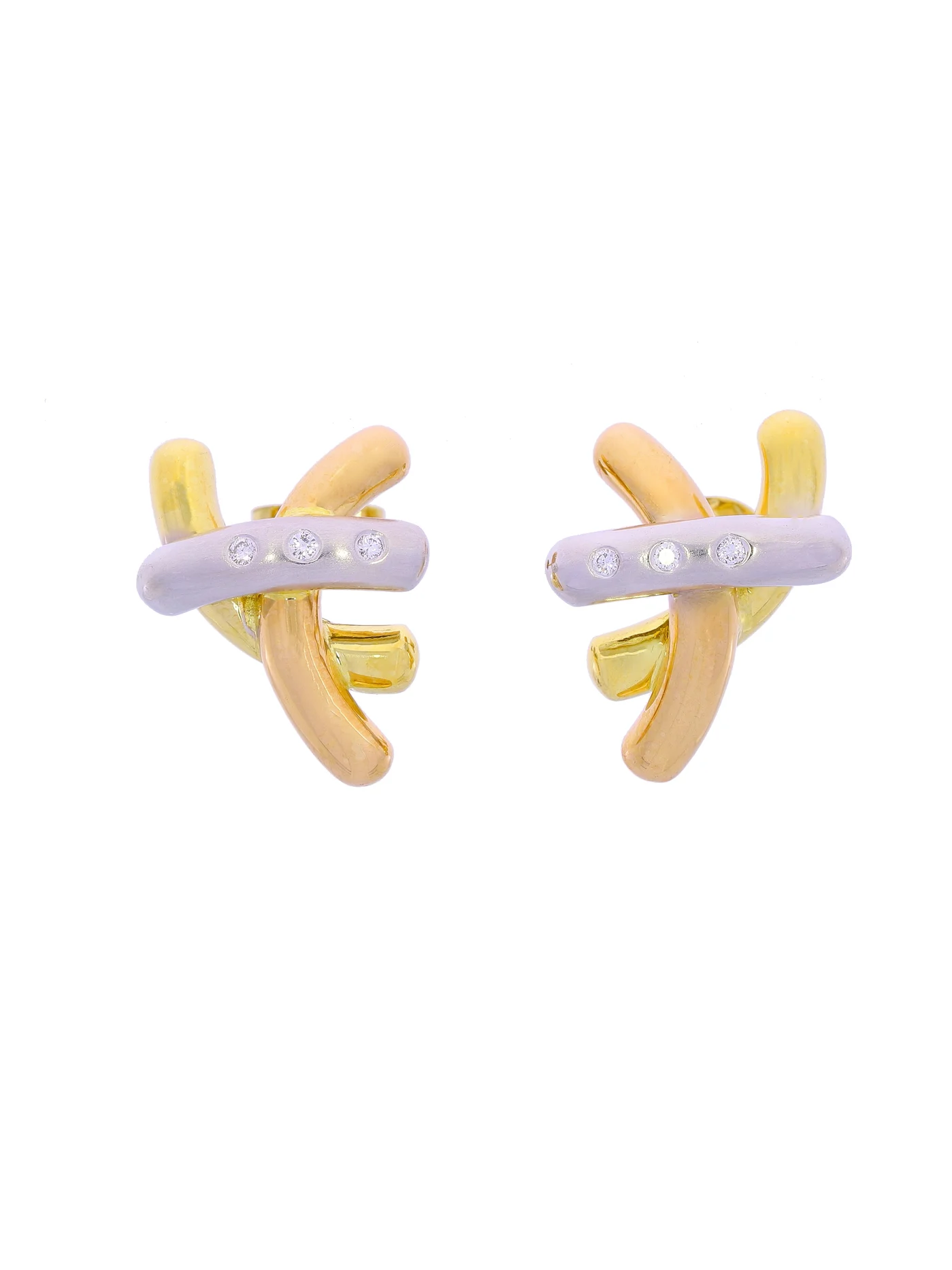 Stud earrings – KURZ three-tone with diamonds
