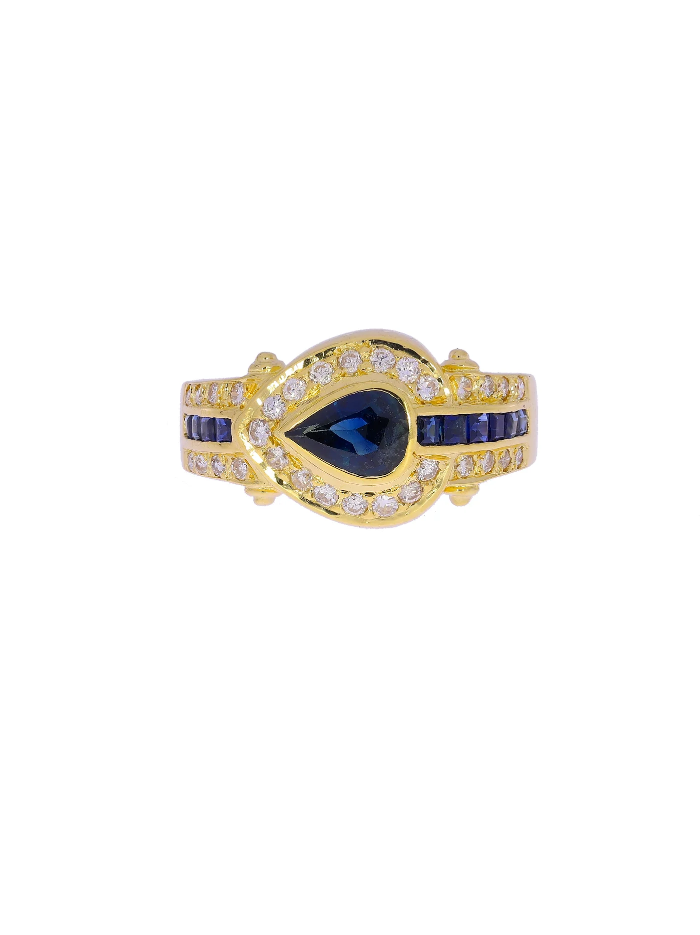 Damenring – Gelbgold mit Saphiren und Diamanten