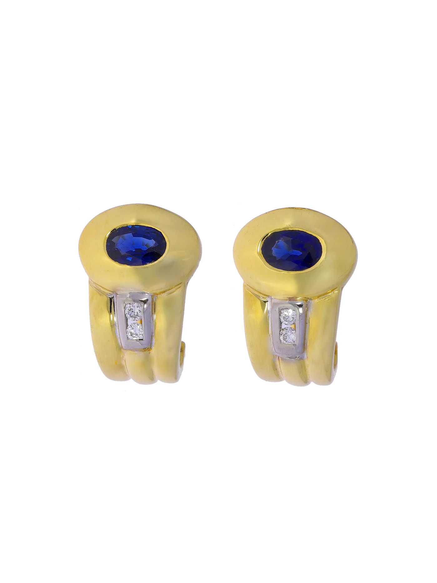 Ohrstecker – Gelbgold mit Saphir und Diamanten