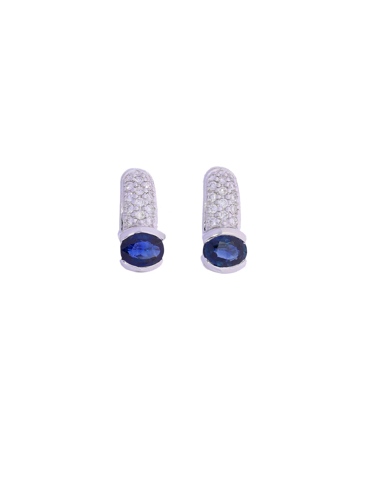 Ohrstecker – Weissgold mit Saphir und Diamanten