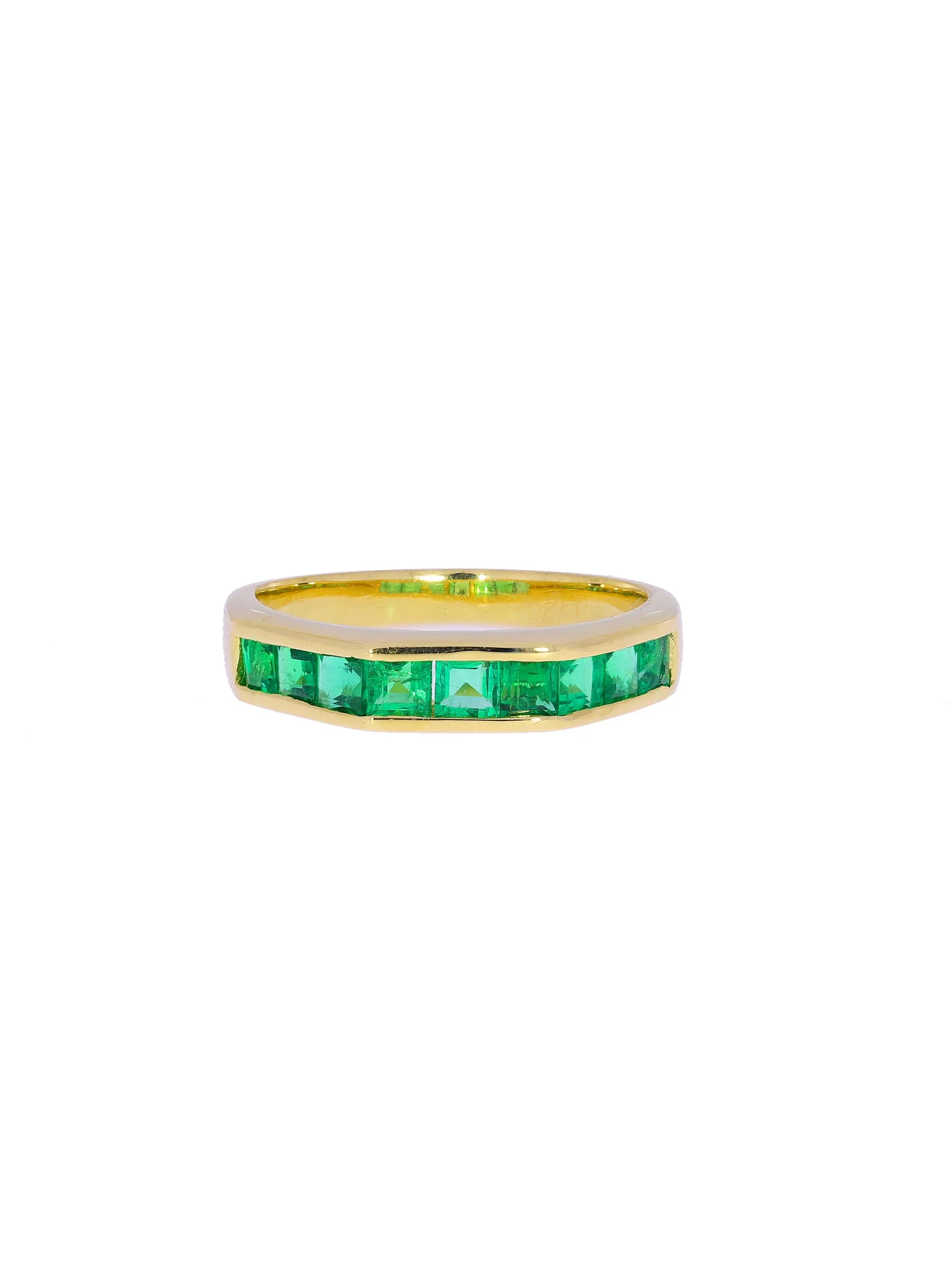 Unisex-Ring – Gelbgold mit Smaragden