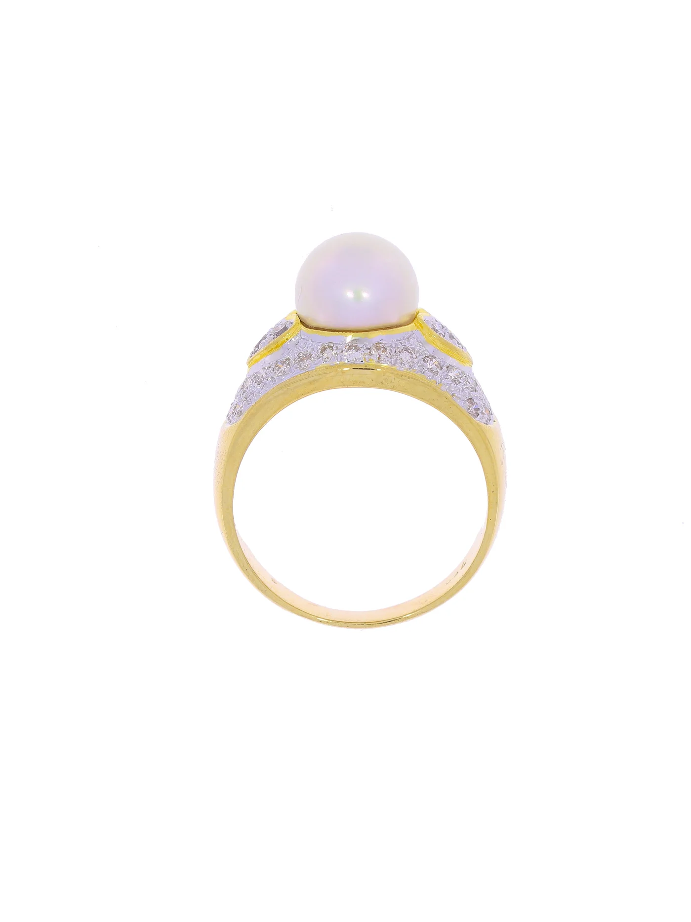 Damenring – Gelbgold mit Perle und Diamanten