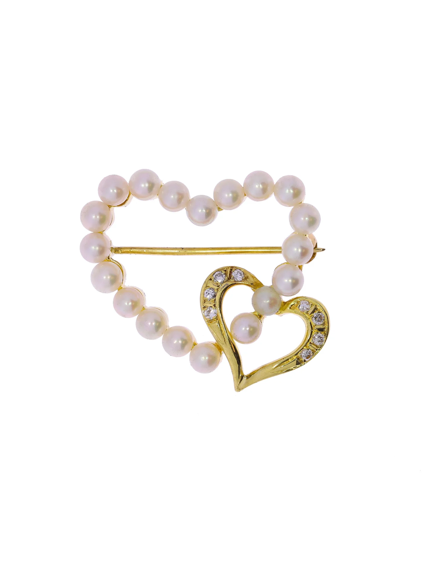 Brosche – Gelbgold mit Perlen und Diamanten