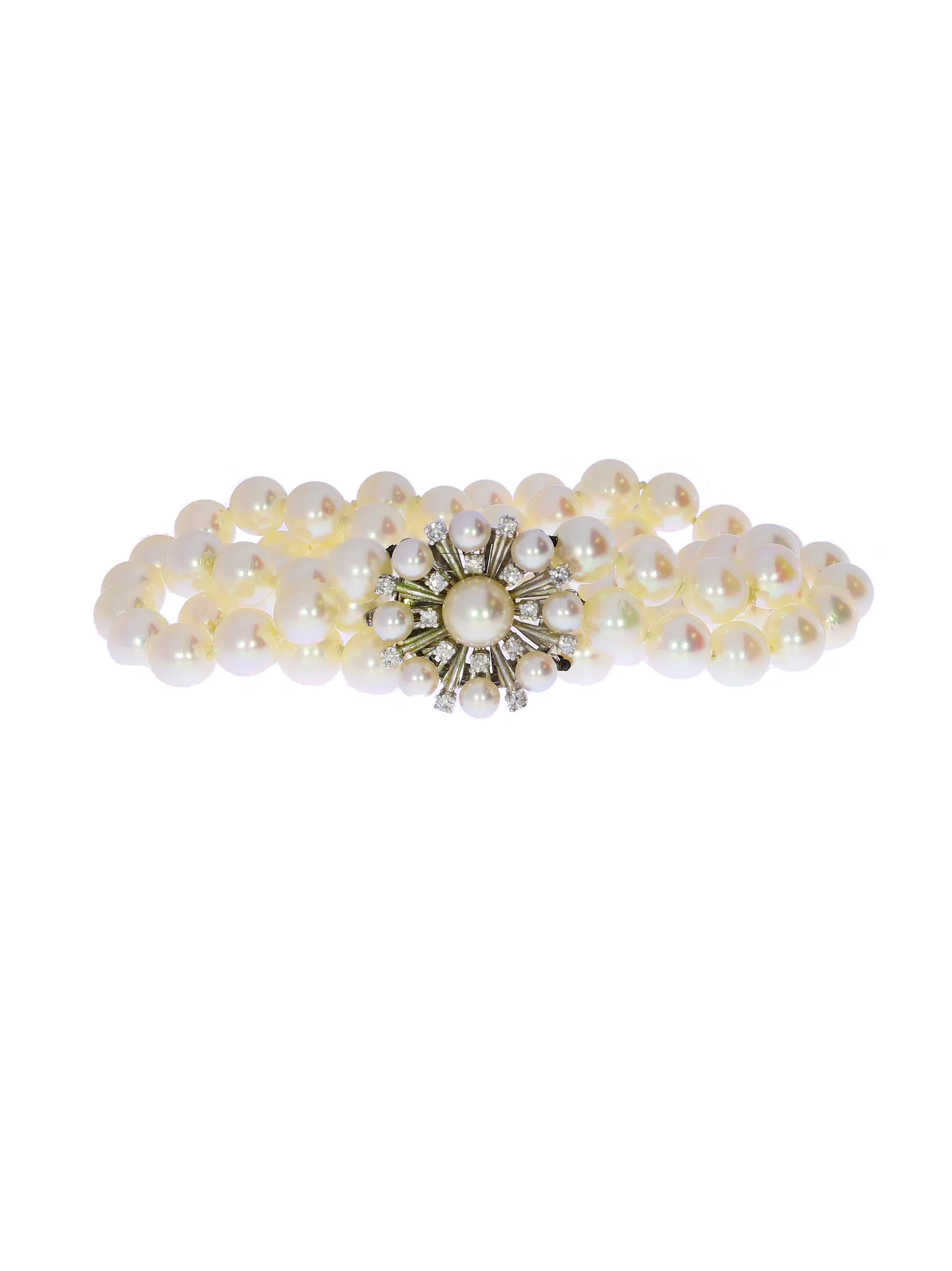 Bracelet – Weissgold mit Perlen und Diamanten