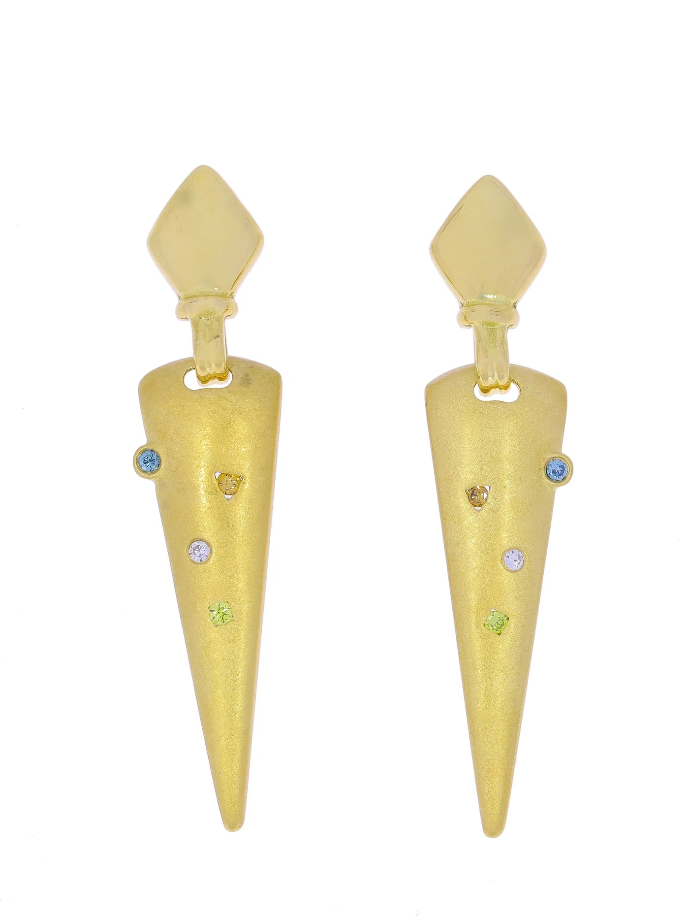 Ohrhänger – Gelbgold mit fancy Diamanten