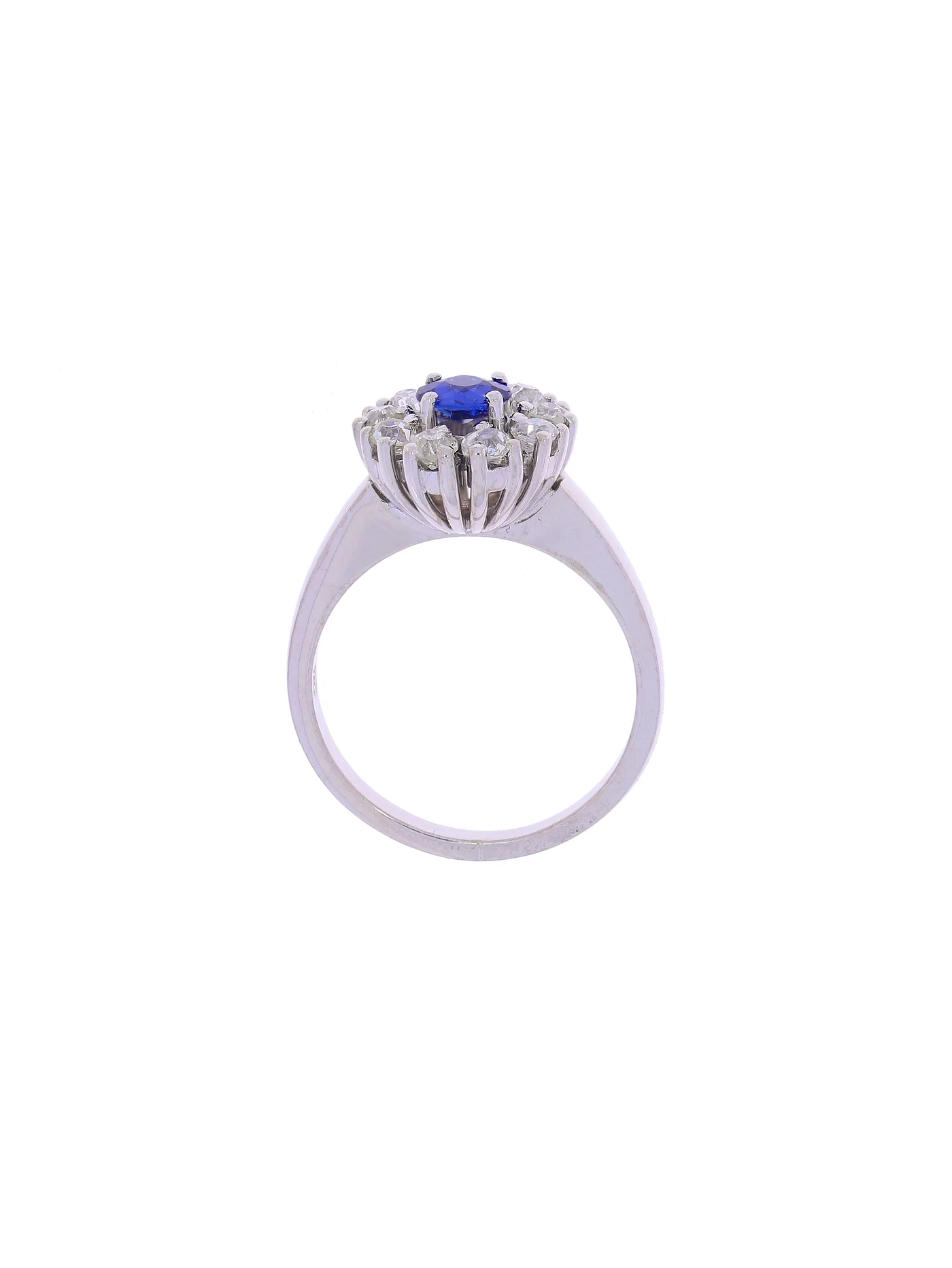 Damenring – Weissgold mit Saphir und Diamanten