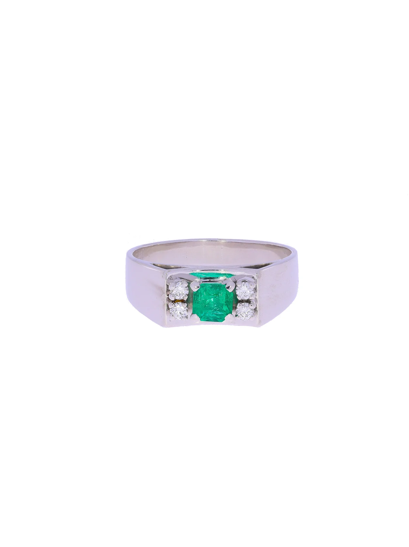Damenring – Weissgold mit Smaragd und Diamanten