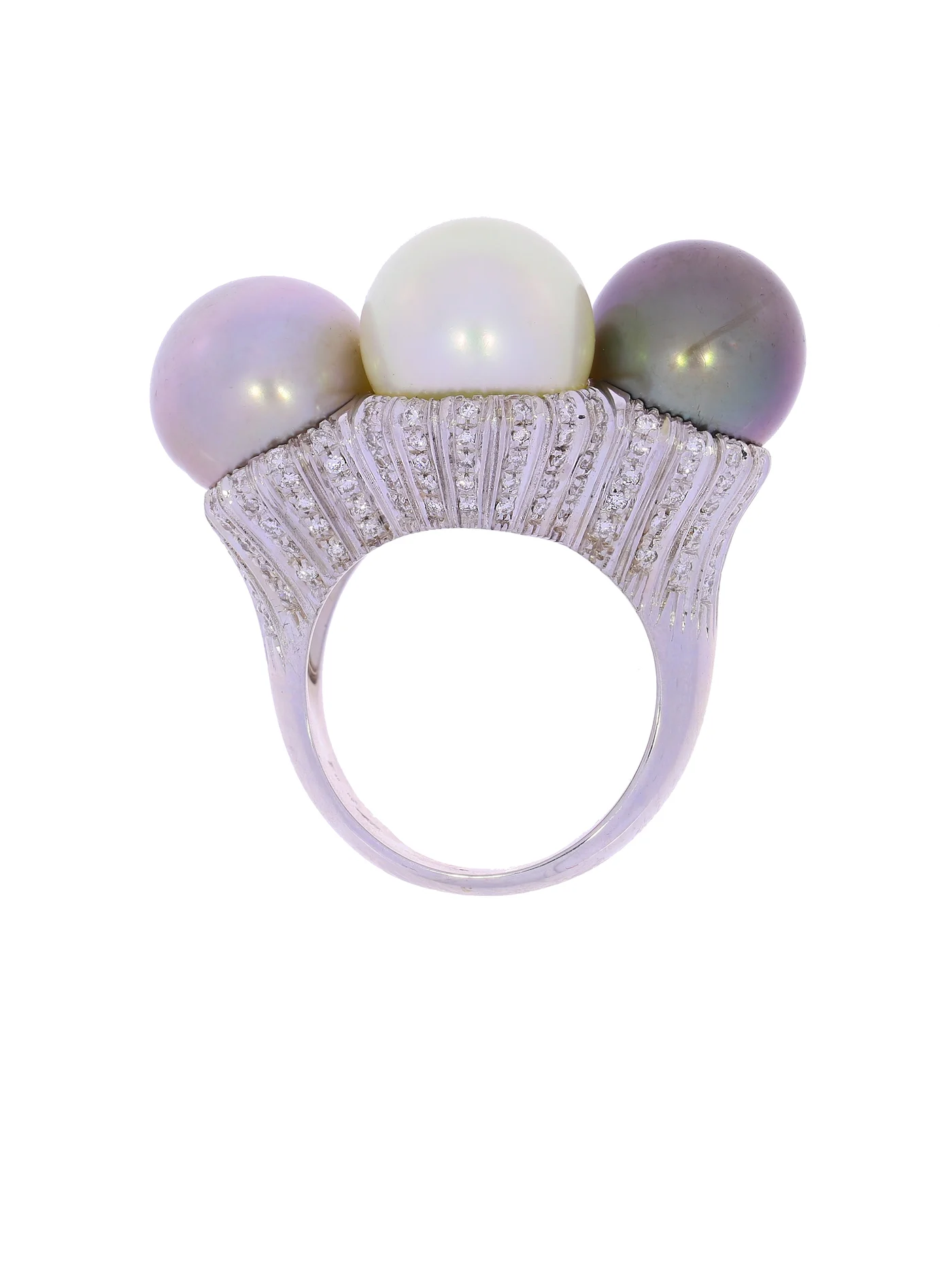 Damenring – NIMEI Weissgold mit Perlen und Diamanten
