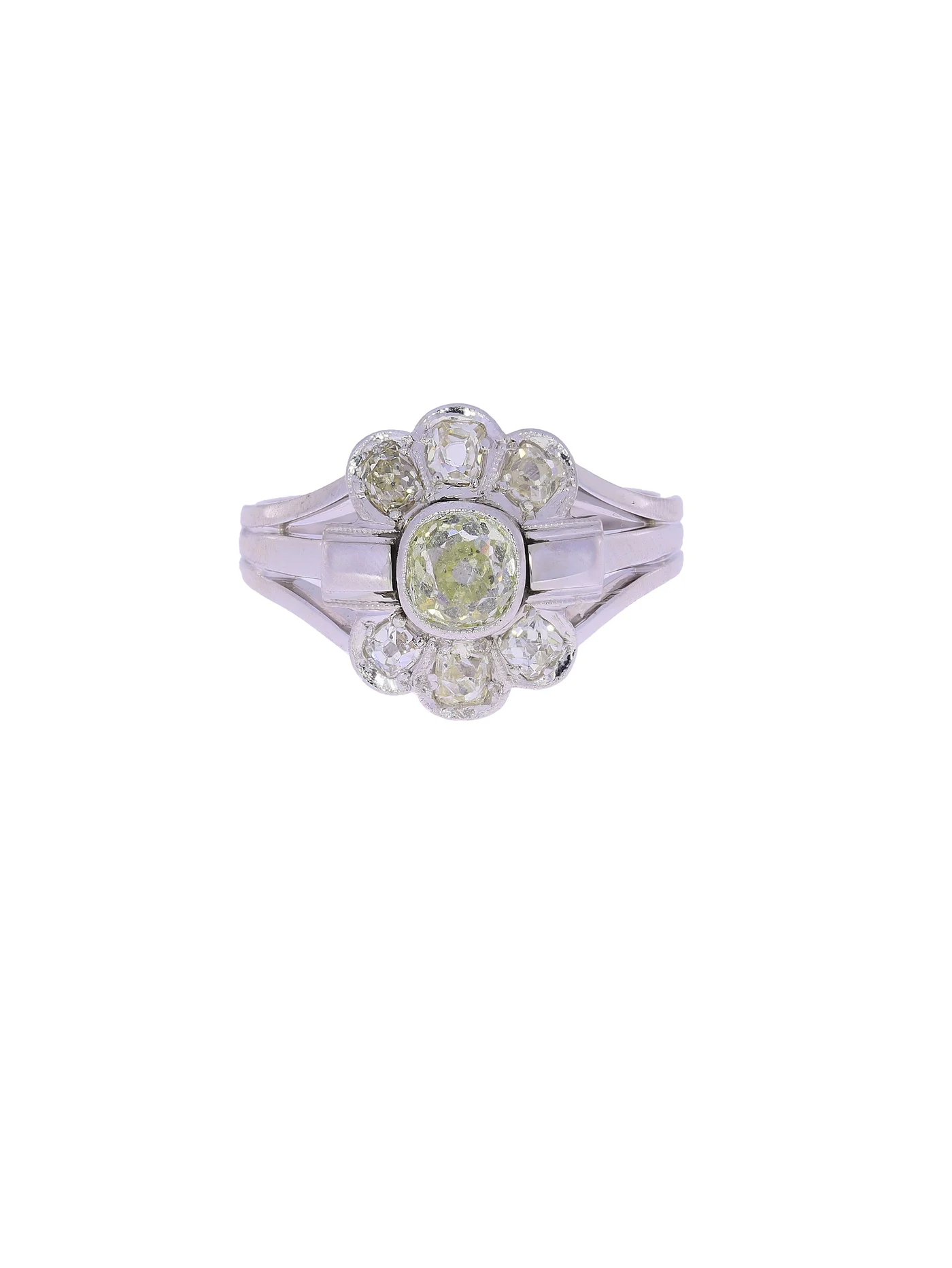 Antiker Damenring – Weissgold mit Diamanten