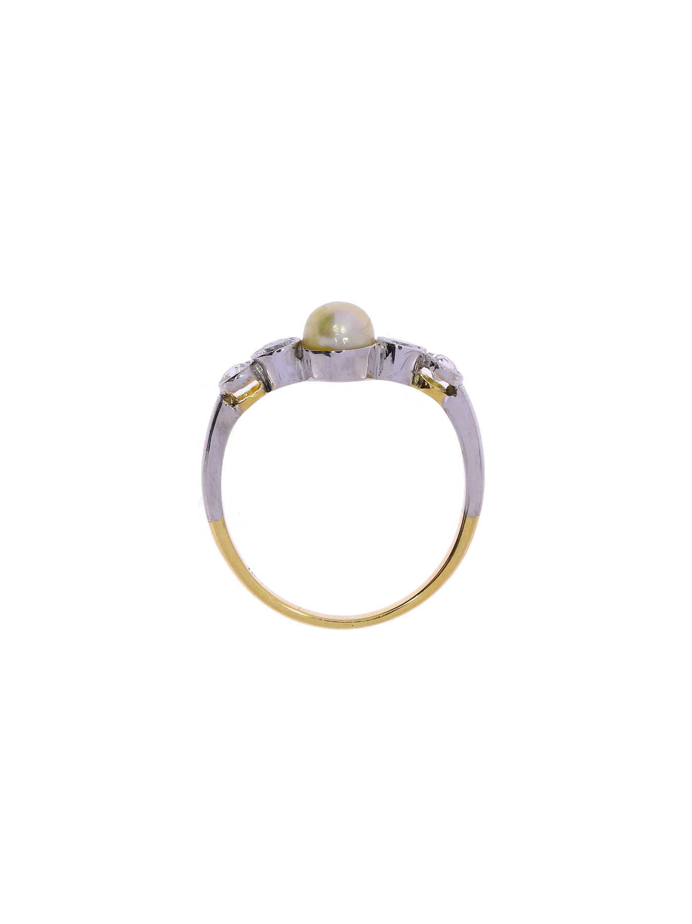 Damenring – Bicolor mit Perle und Diamanten