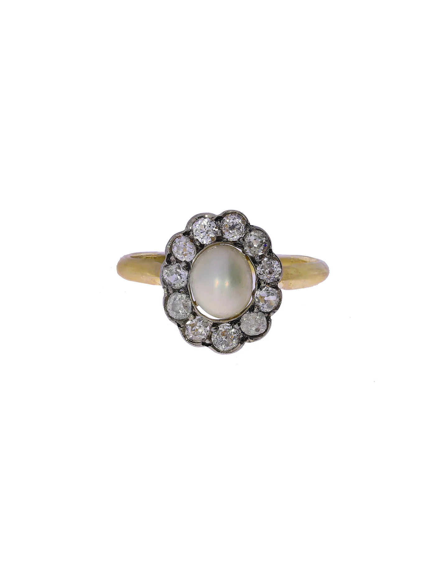 Damenring – Gelbgold mit Perle und Diamanten