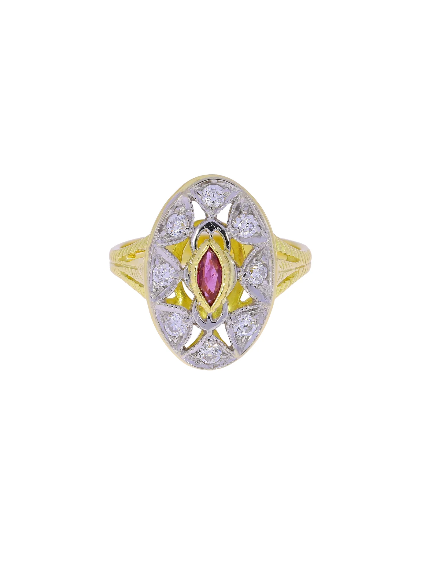 Damenring – Bicolor mit Rubin und Diamanten