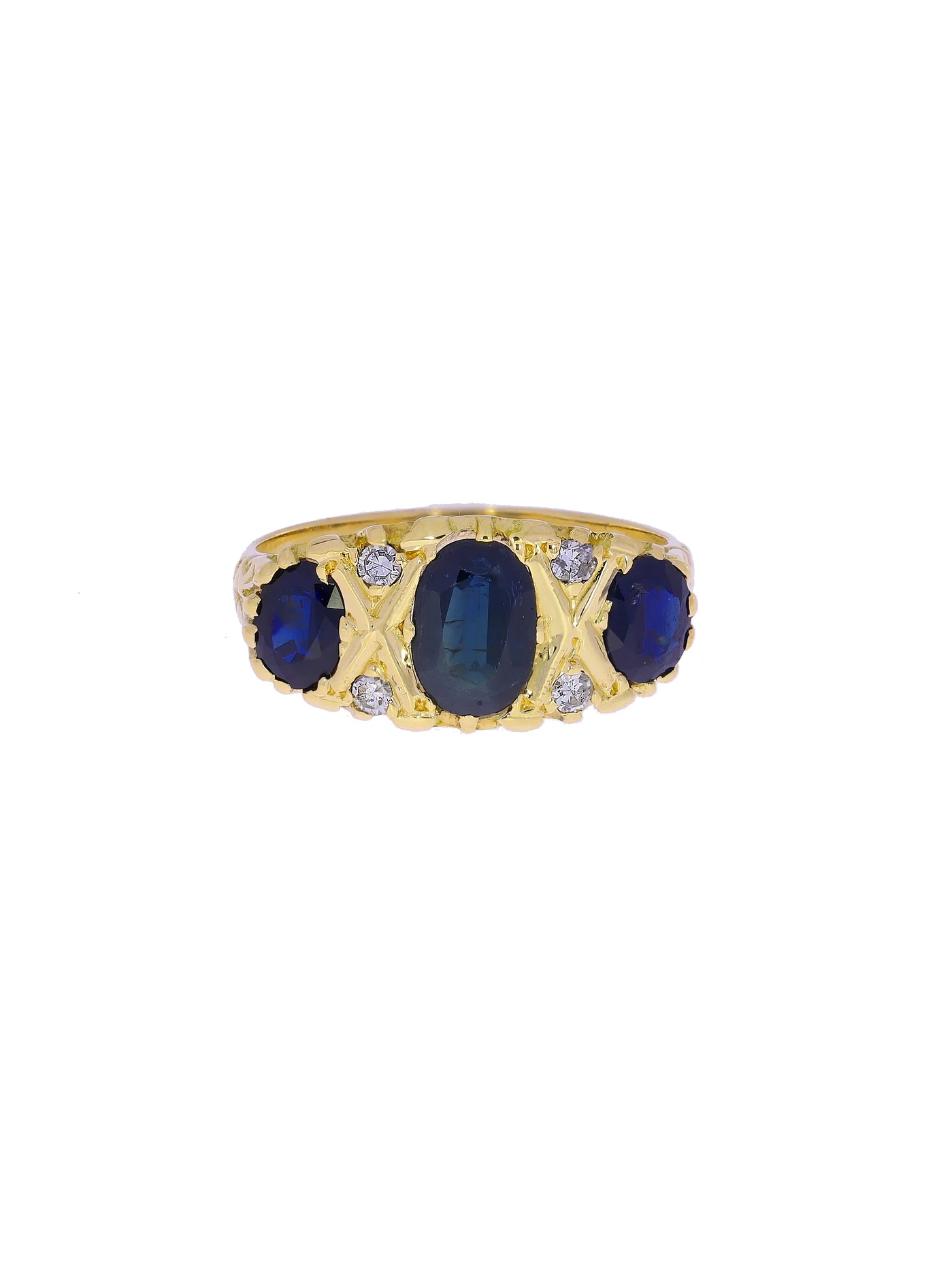 Damenring – Gelbgold mit Saphiren und Diamanten