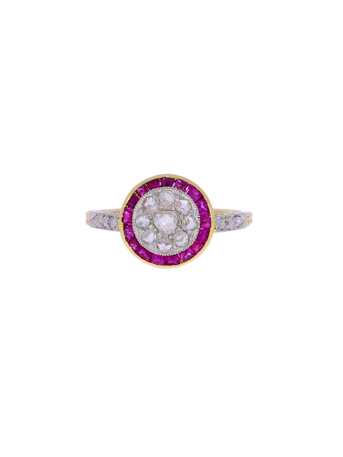 Damenring – Bicolor mit Rubinen und Diamanten