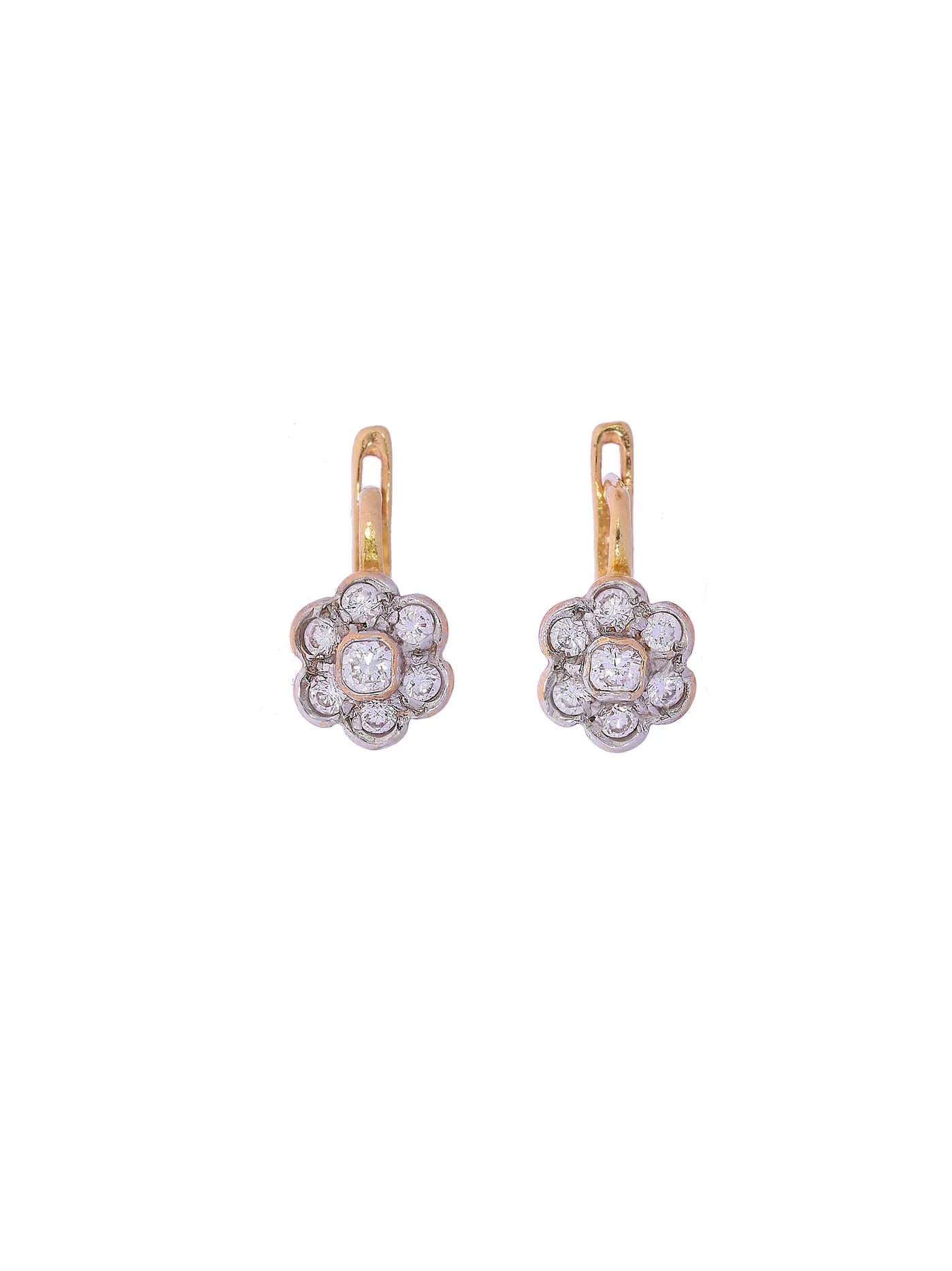Pendants d’oreilles – or rose avec diamants