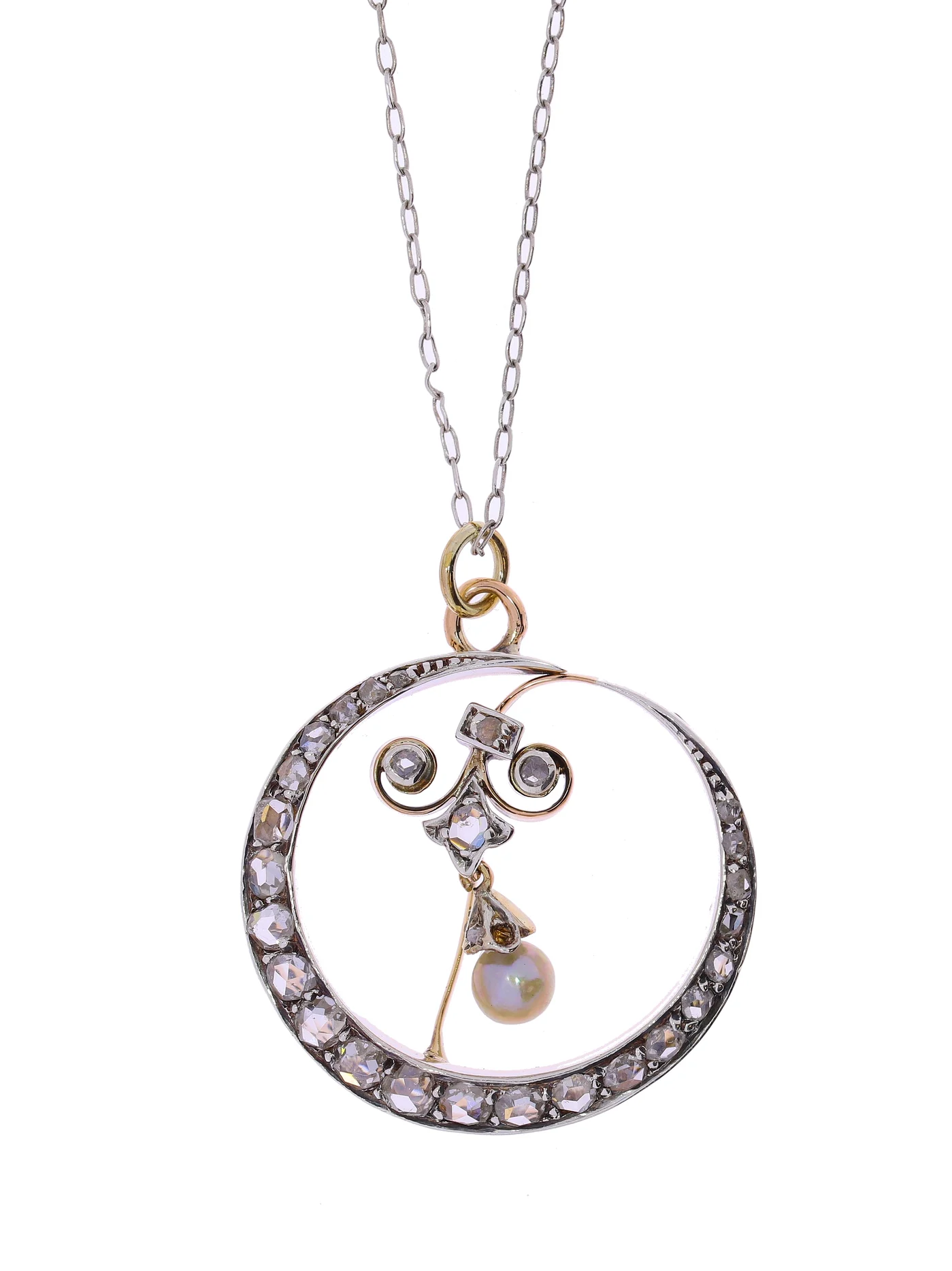 Collier – Bicolor mit Perle und Diamanten