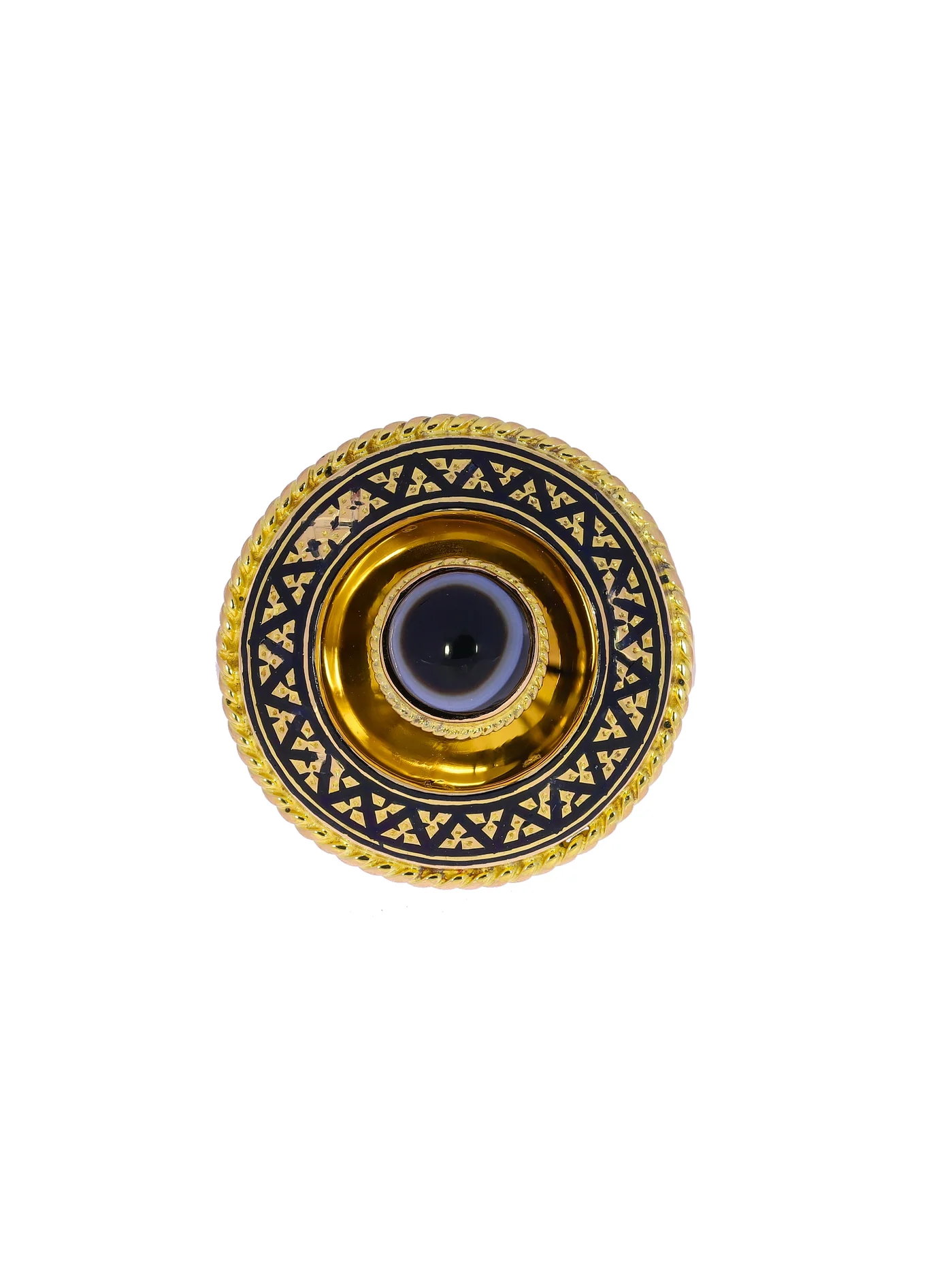 Damenring – Gelbgold mit Emaille und Achat