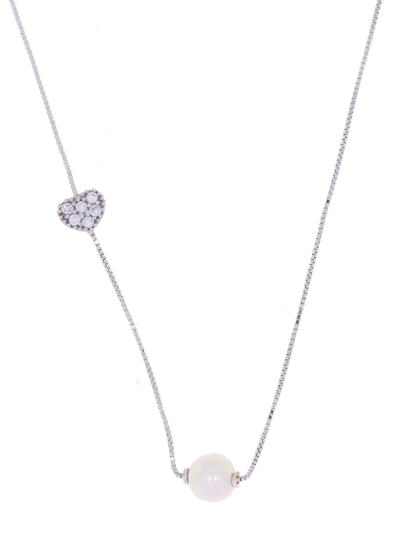 Halskette – Weissgold mit Perle und Diamanten