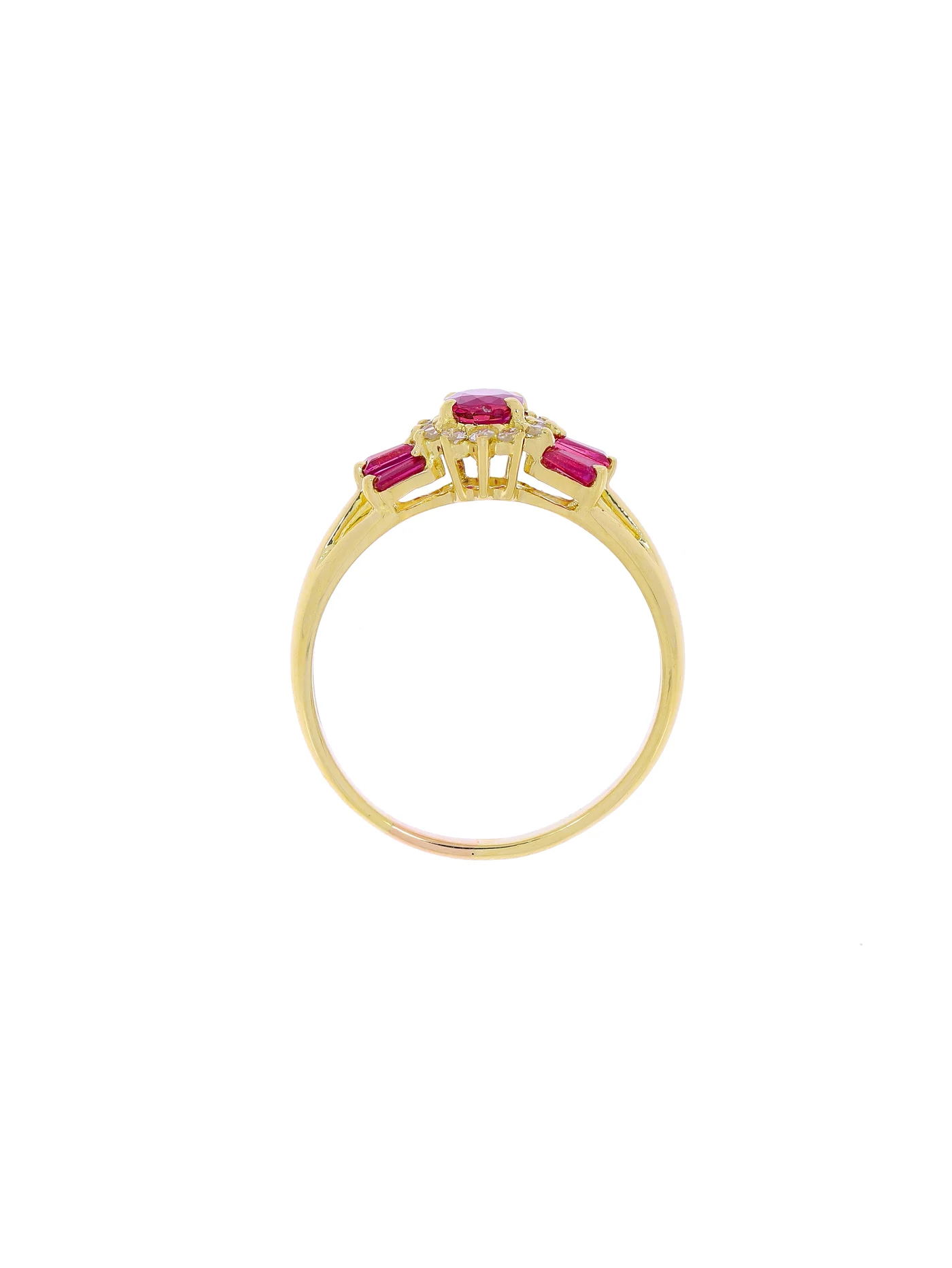 Damenring – Gelbgold mit Rubinen und Diamanten