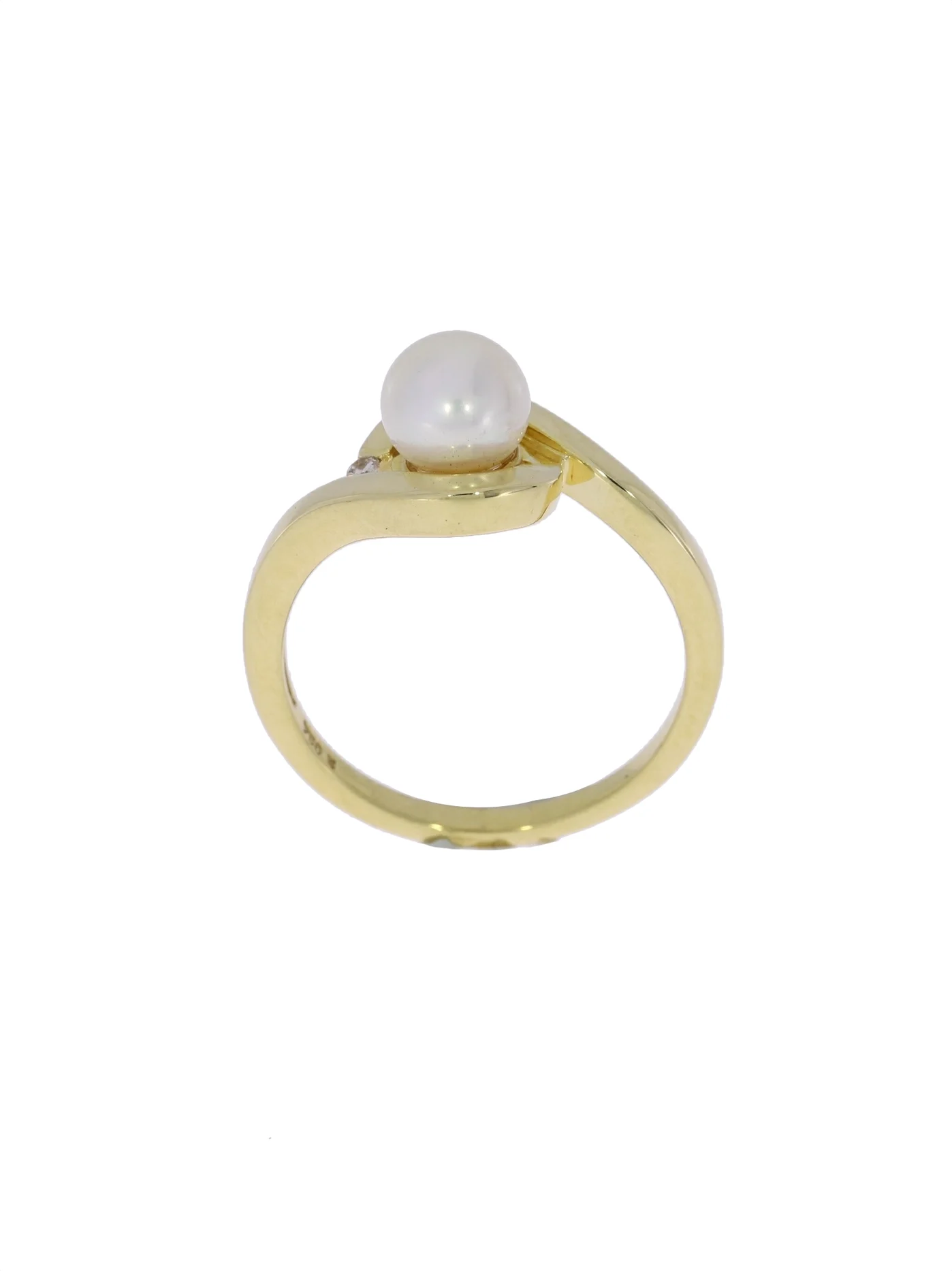 Damenring – Gelbgold mit Akoya-Perle und Diamanten